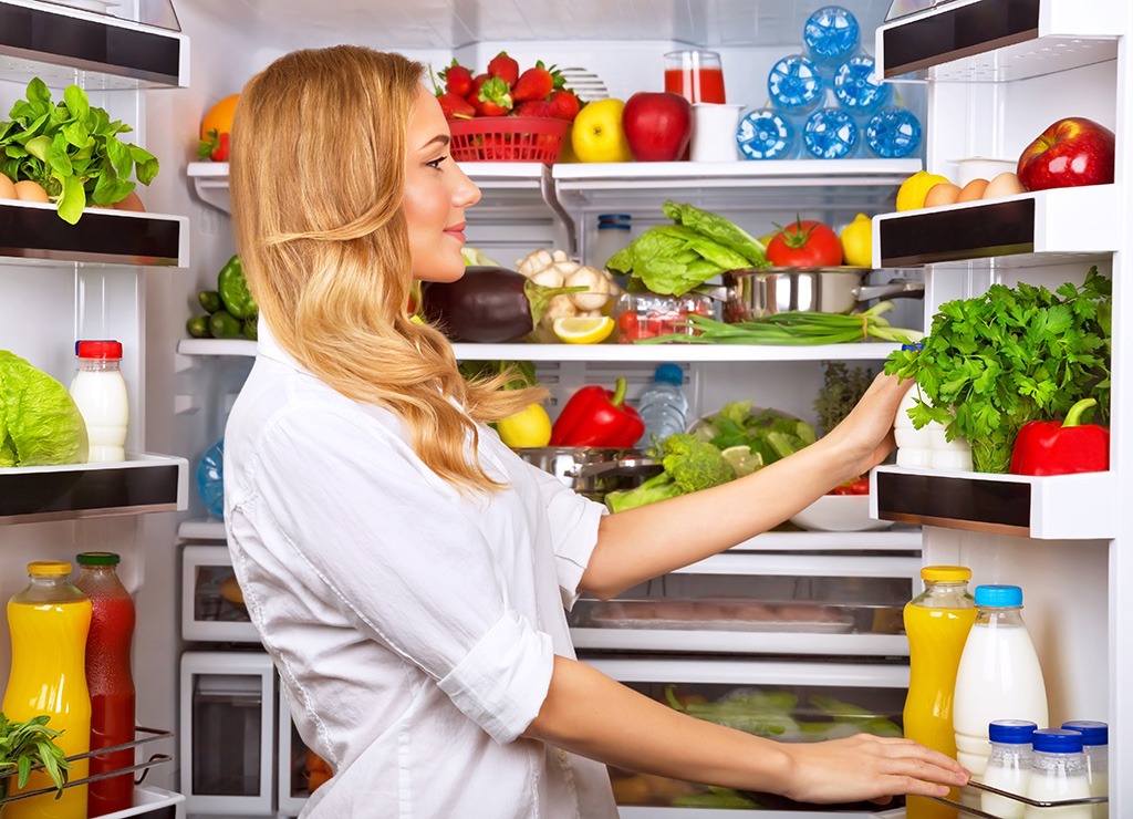 Fridge with vegetables