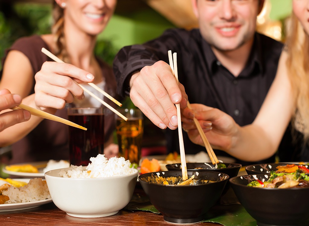 group eating chopsticks