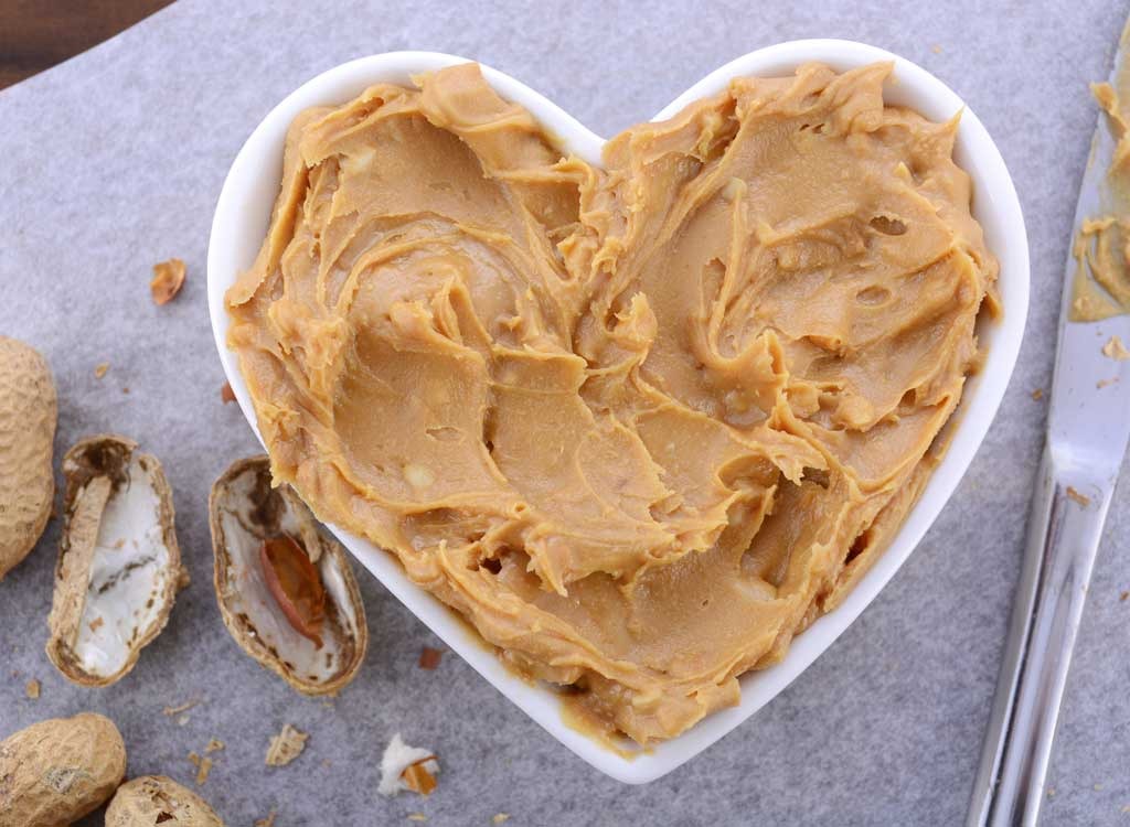 peanut butter in heart shaped bowl