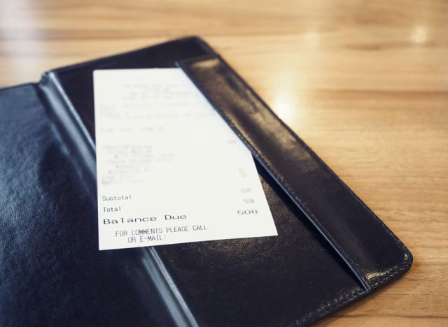 Restaurant bill check