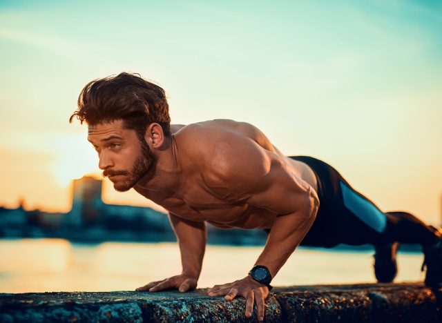 Push Up. Man doing push-ups