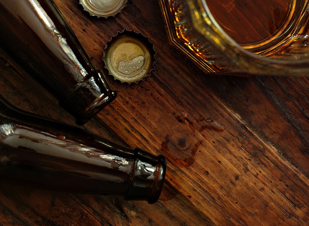 beer on table and glass