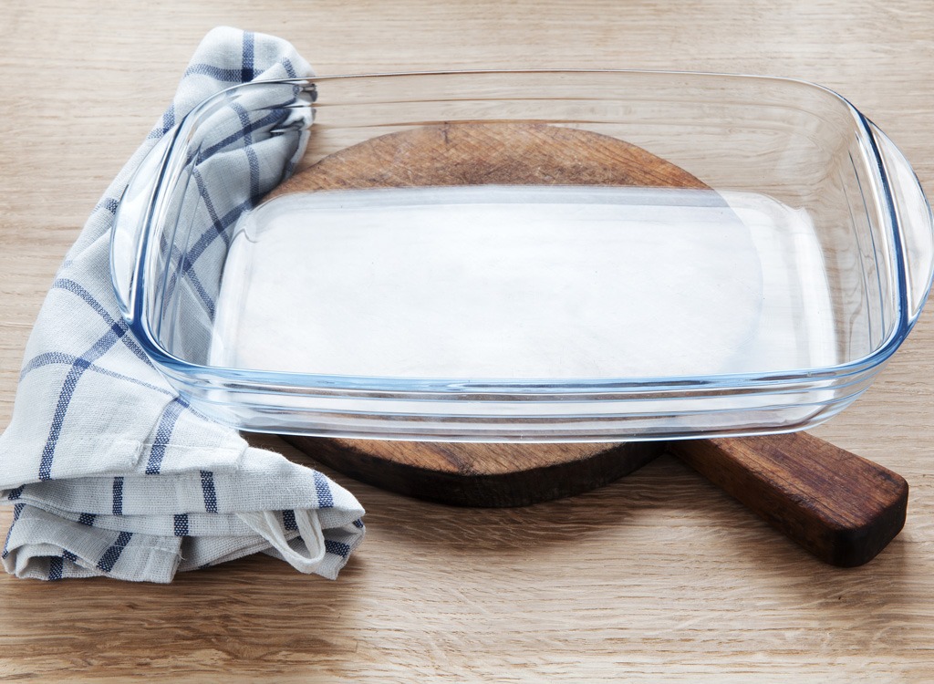 Kitchen towel on casserole dish