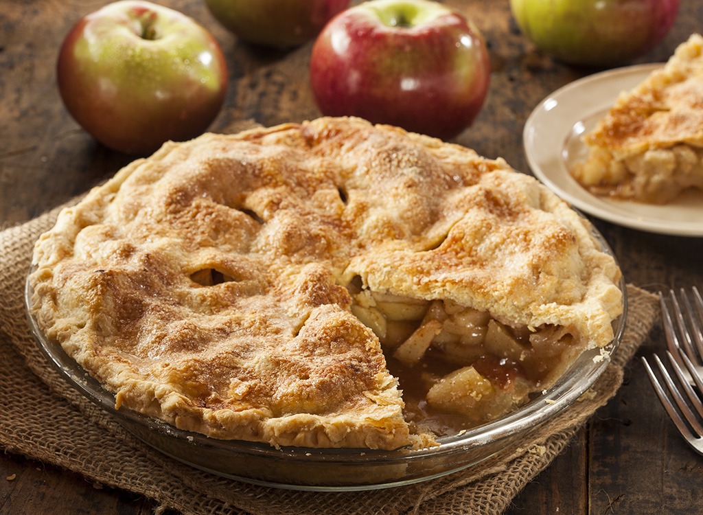 apple pie with fresh apples and slice