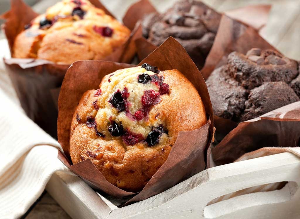 Blueberry and chocolate muffin pastries