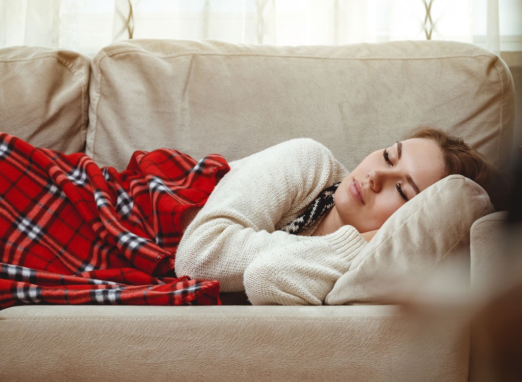 woman sleeping couch