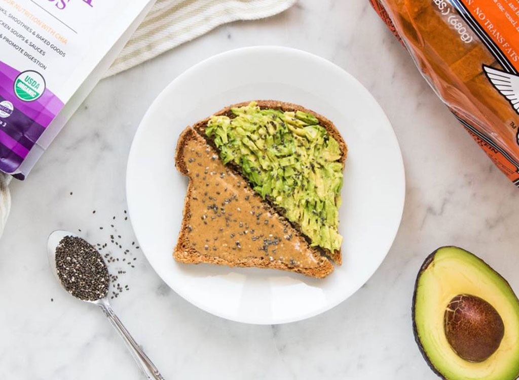 Slice of ezekiel bread with avocado