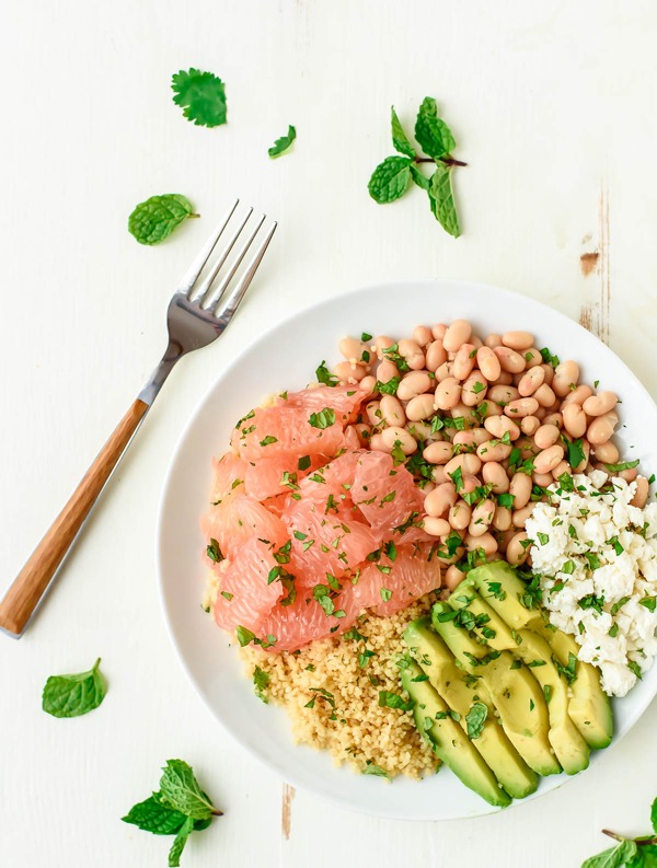 High Protein Vegetarian Meals Avocado Couscous Grapefruit Salad with Honey Lime Dressing