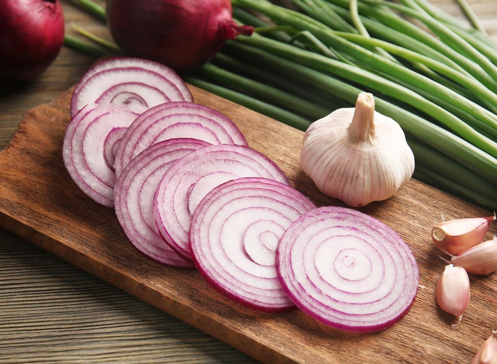 Sliced red onions