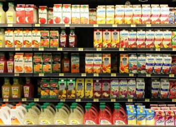 juice aisle of grocery store