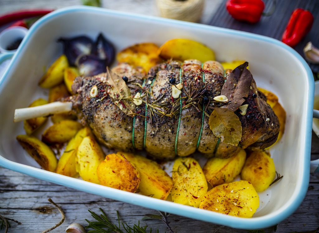 Holiday food leg of lamb