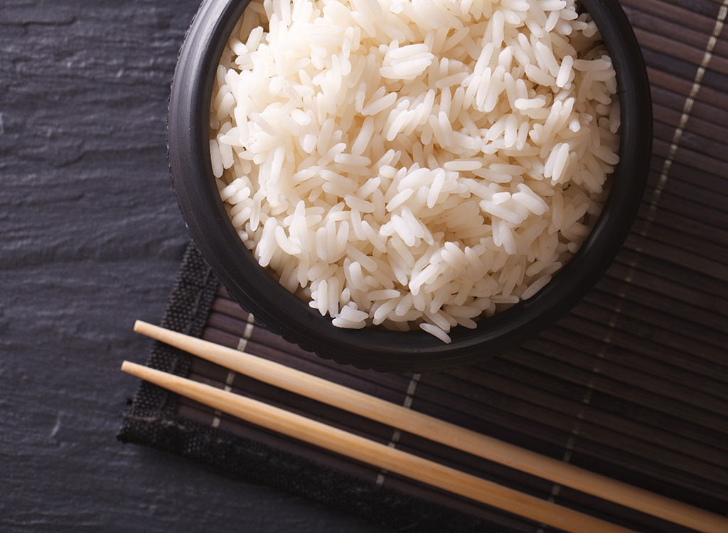 white rice bowl chopsticks