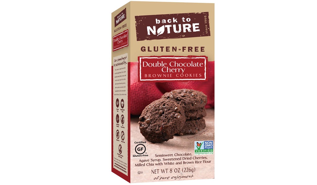 back to nature gf double chocolate cherry brownie cookies