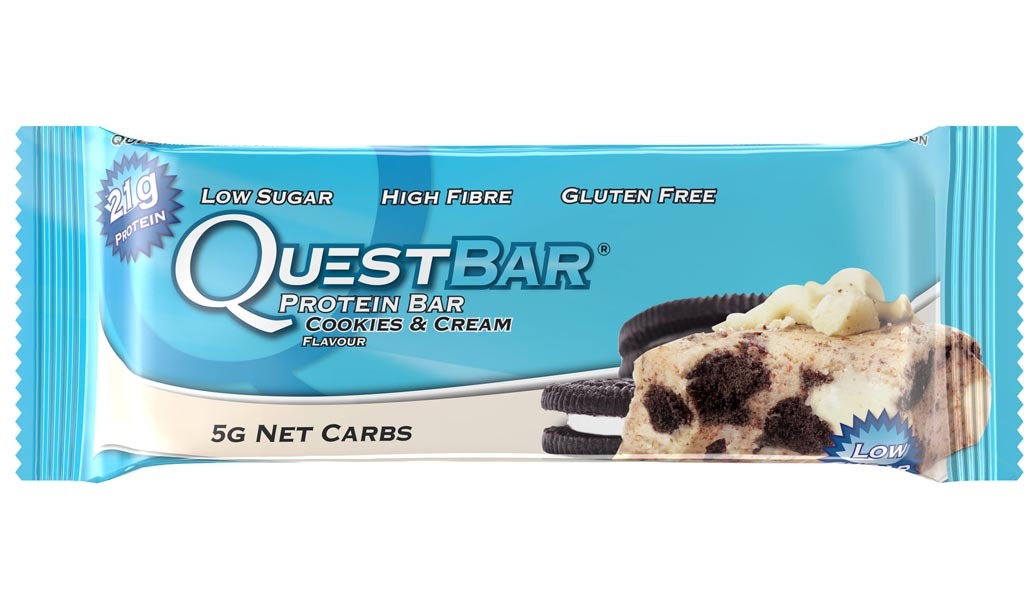 quest bar protein bar, cookies & cream