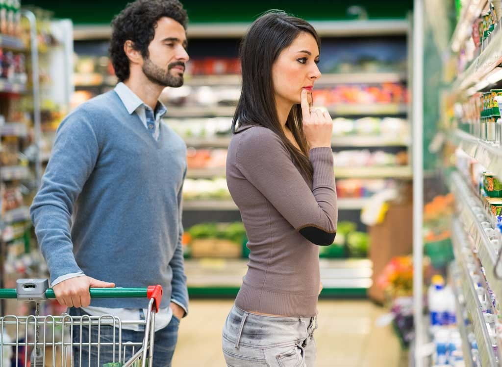 Couple grocery shopping