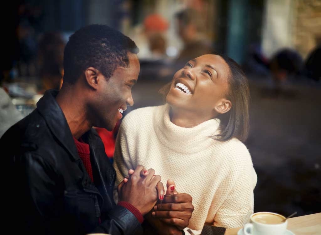 Happy couple smiling lauging together