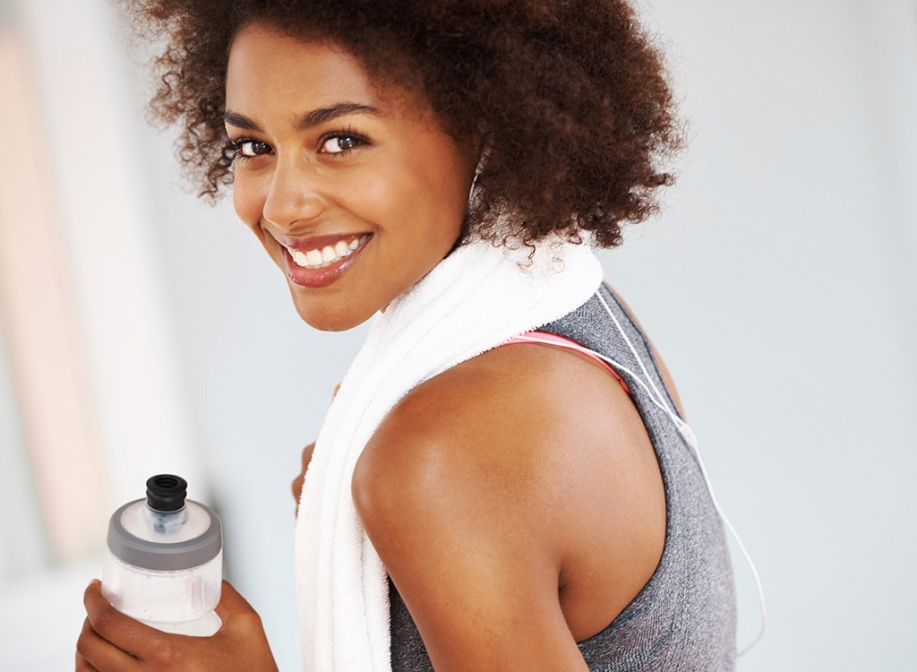 Woman with water bottle