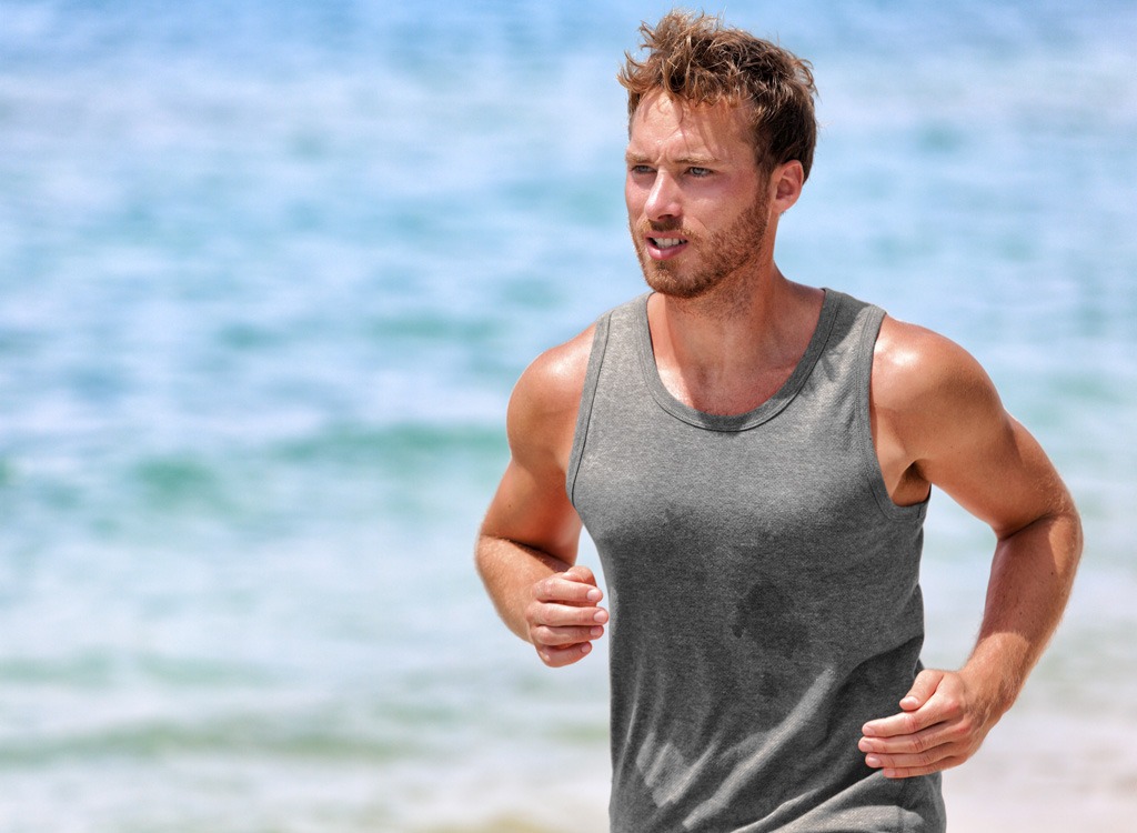 man running on beach