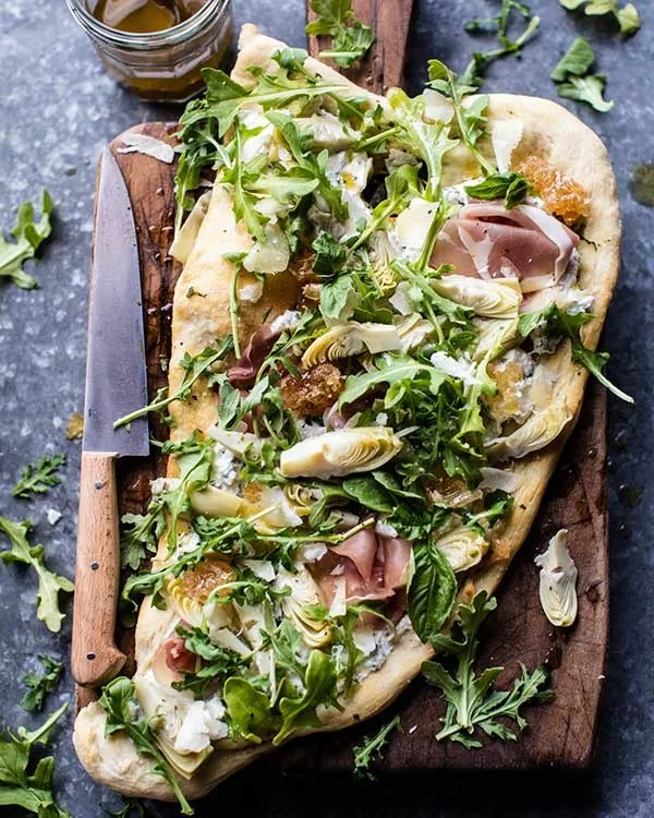 artichoke ricotta flatbread