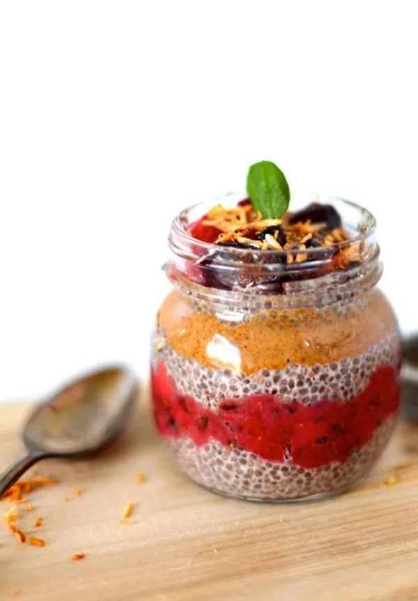 Layered Chia Pudding with Strawberry Fig Compote
