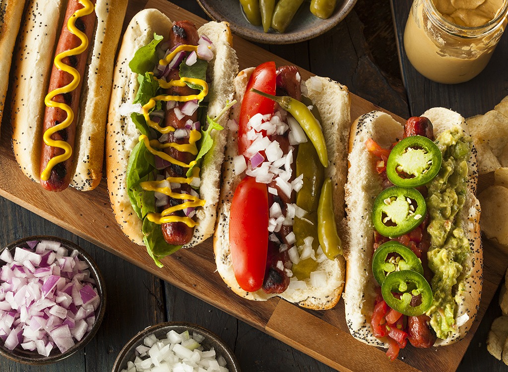 hot dogs with toppings