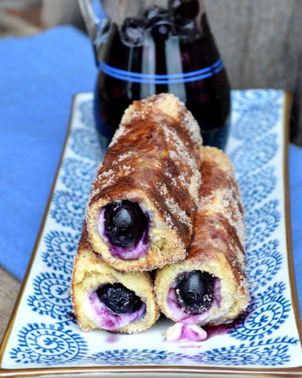 blueberry cream cheese french toast roll ups