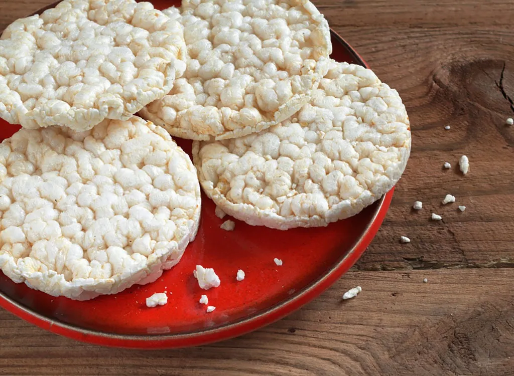 Rice cakes on red plate