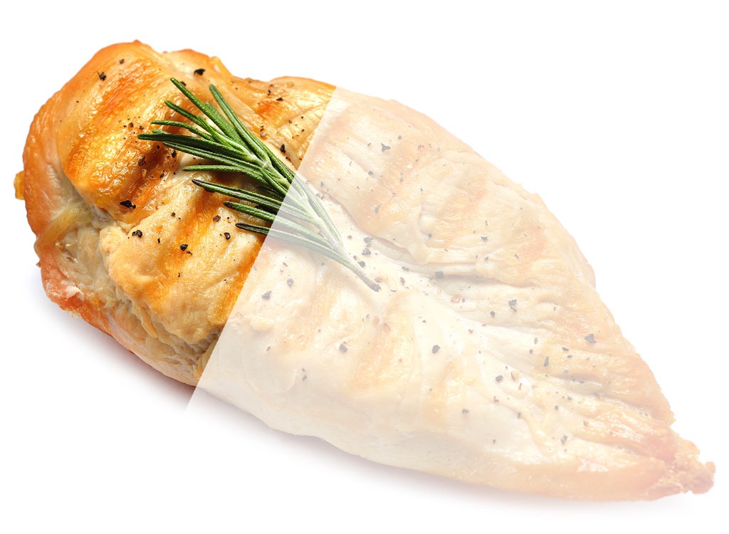Unreal juicy chicken breasts Total per 100 grams - 113 kcal B/W/U 20.9 / 2.6 / 1
