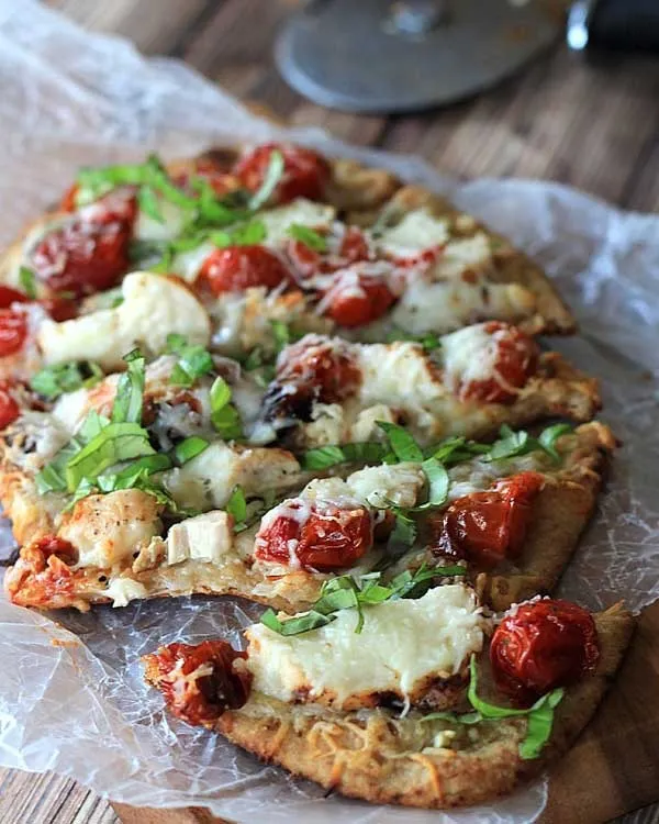 grilled chicken margherita flatbread