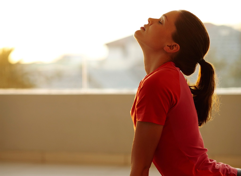 Woman doing morning yoga