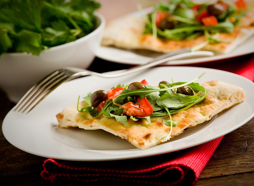 pizza with side salad