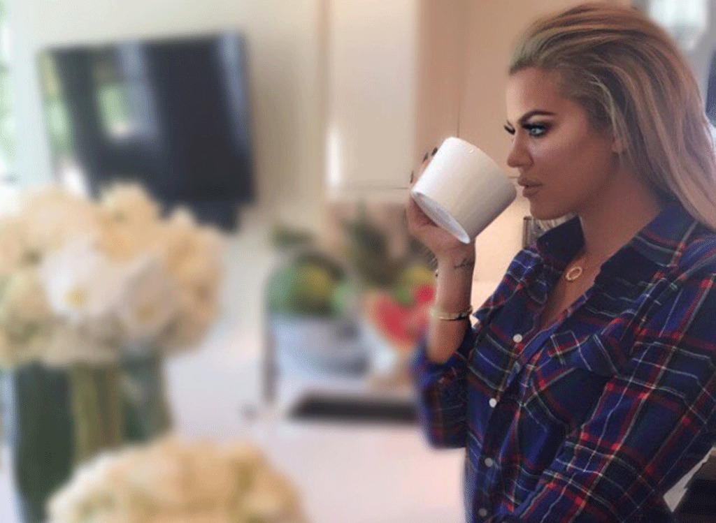 khloe kardashian sipping tea instagram