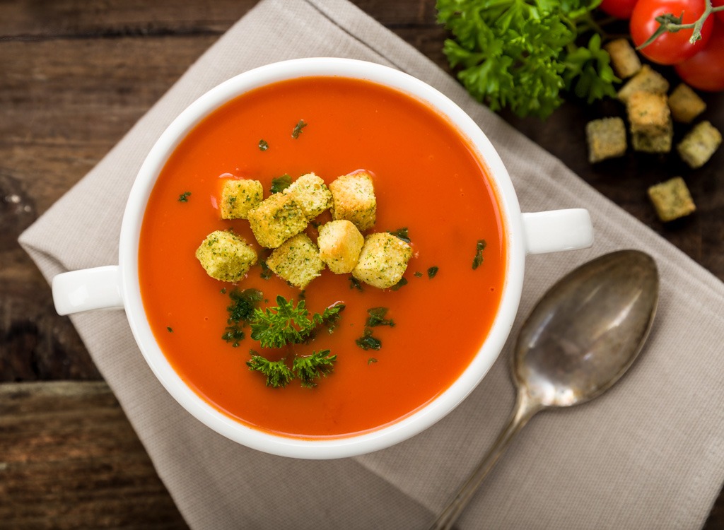 Tomato soup with croutons