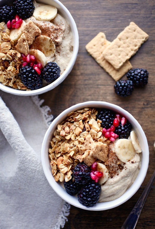 gingerbread pudding granola breakfast bowl