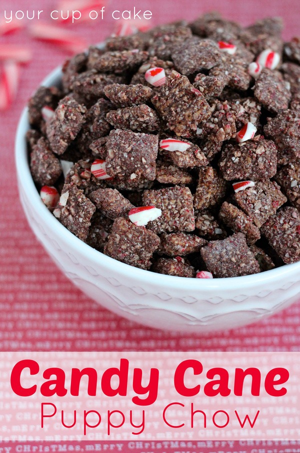 Holiday desserts candy cane puppy chow