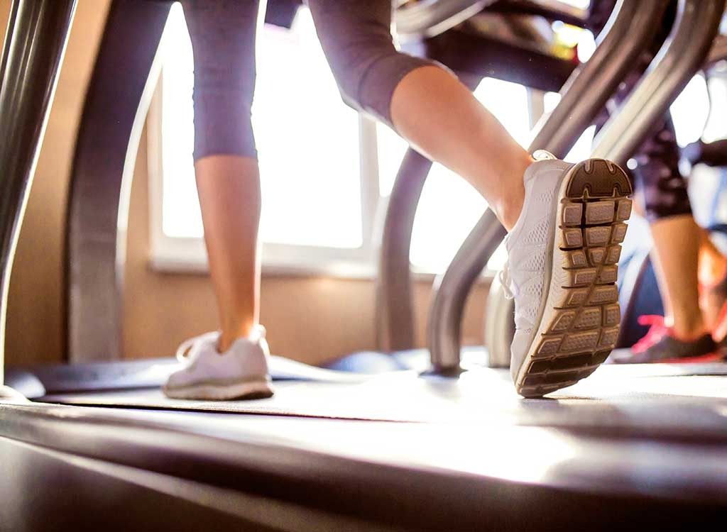 walking on treadmill