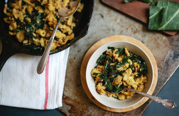 Surprising Chickpea Recipes Chickpea Spatzle with Shallots and Collard Greens