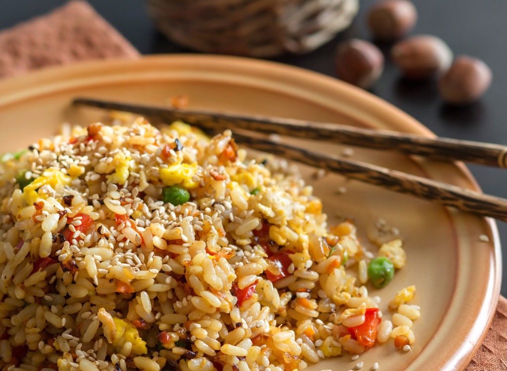 Vegetable fried rice with chopsticks