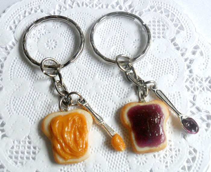 Peanut butter and jelly keychains