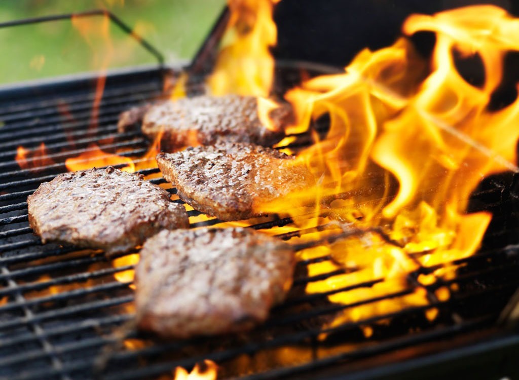 burgers on a  grill