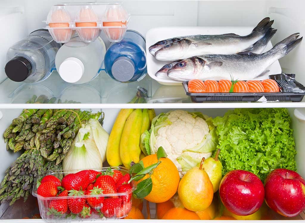 organized fridge colorful