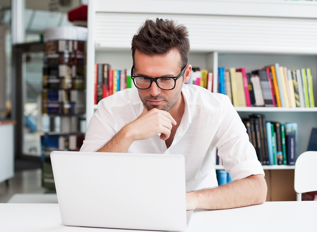 Man staring at computer