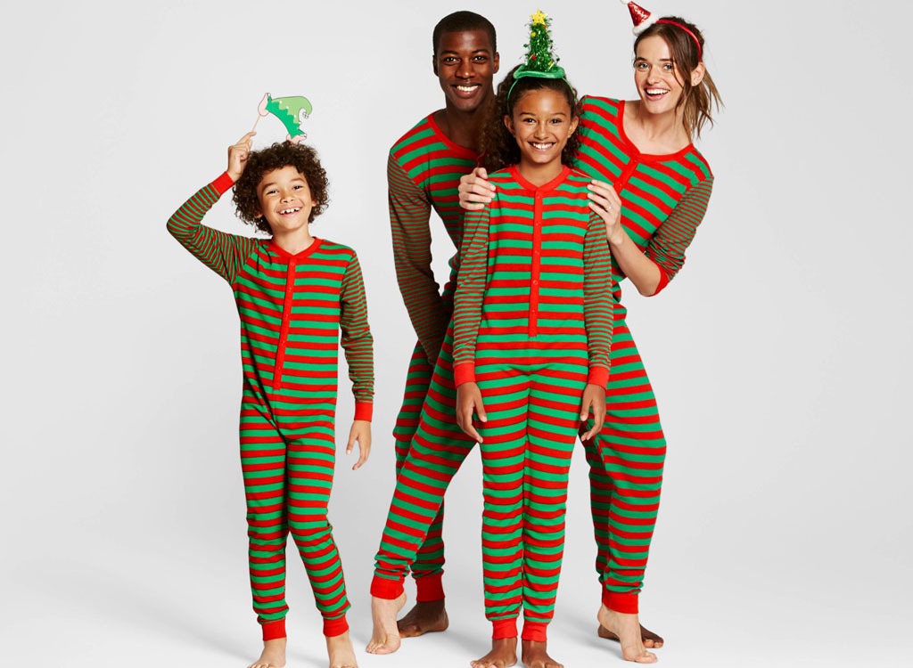 striped union suit family pajamas