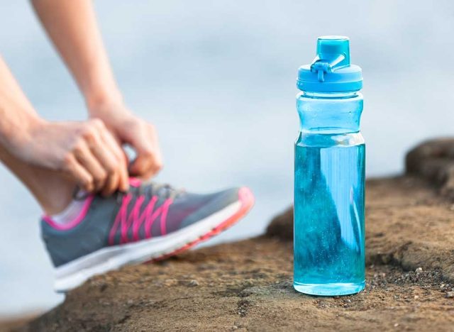 Water bottle and sneakers