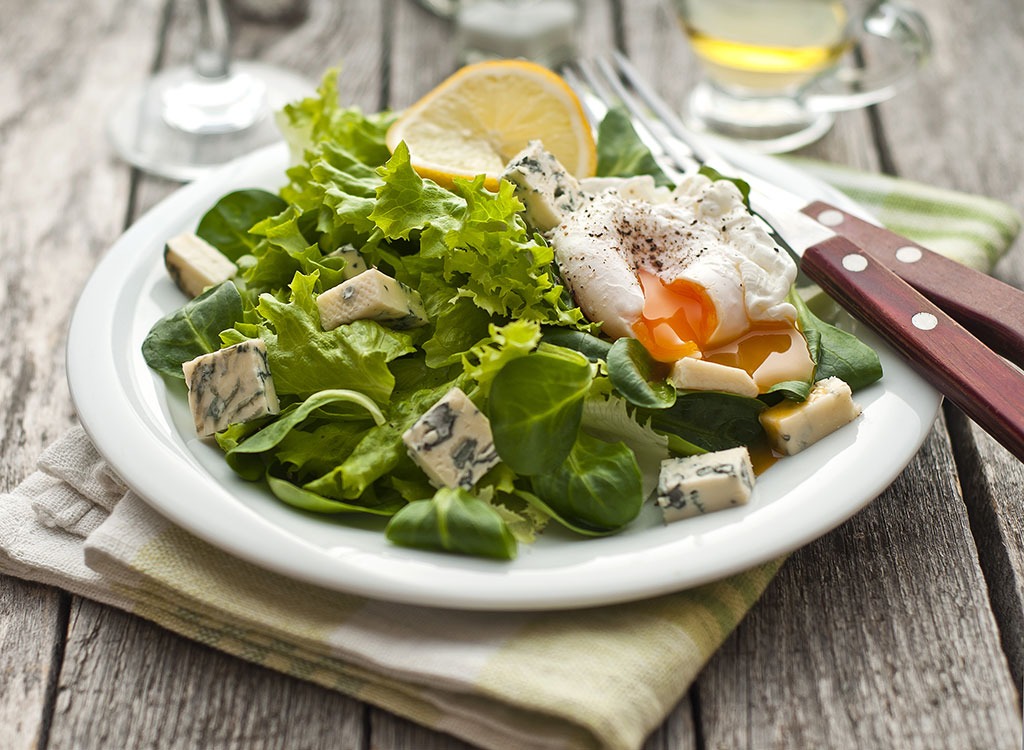 Salad with poached egg