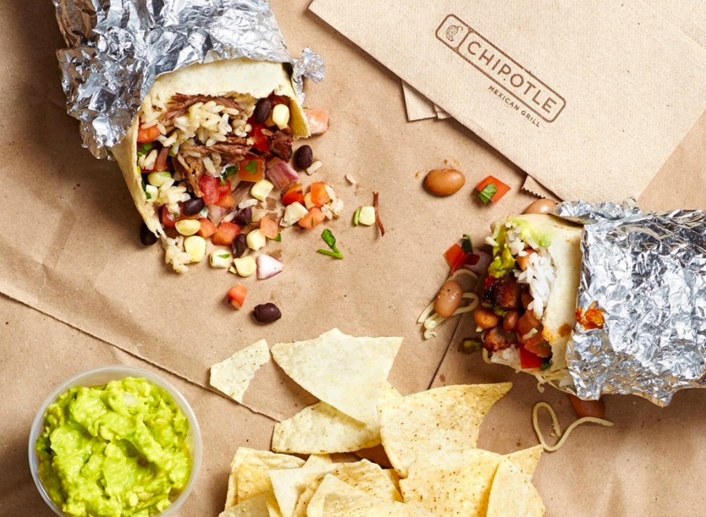 Chipotle burrito and chips