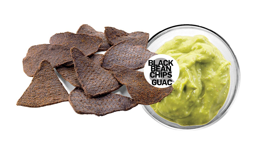 black bean chips and guacamole