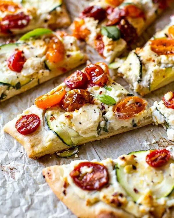 zucchini herbed ricotta flatbread