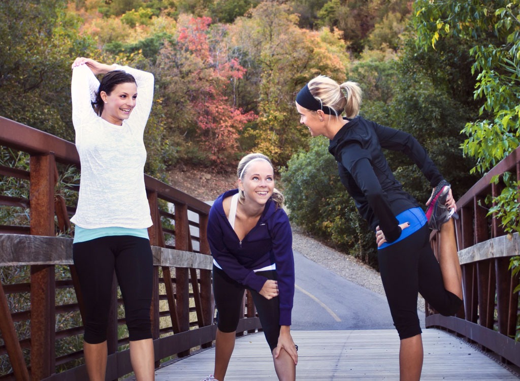 women group friends running workout