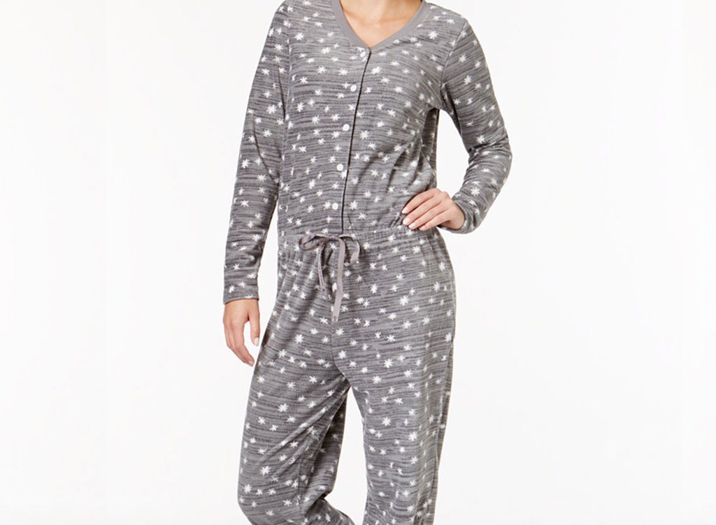 hue cozy microfleece pajama jumpsuit